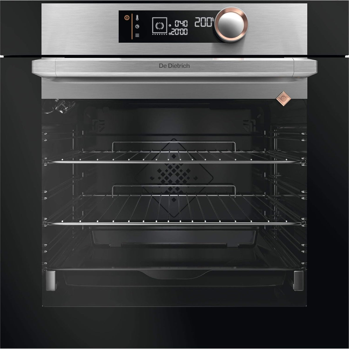 Four encastrable, acier inoxydable, DOP7340X, De Dietrich, 500°C, 4 vitres, pyrolyse, chaleur tournante, fonction gril, verre