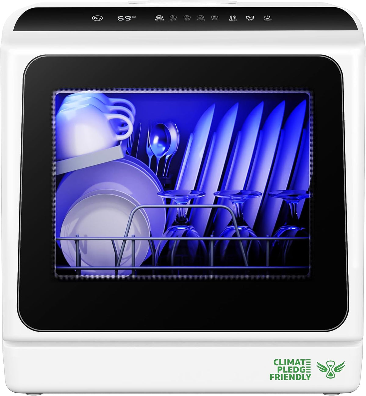 EUHOMY Lave-vaisselle compact, 6 programmes avec 40 dB, verre, 19 pouces, 4 pouces, sans raccordement fixe, portable