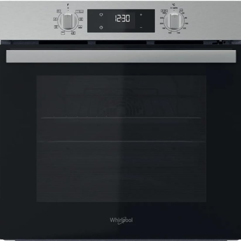 Whirlpool Four encastrable, Four Intégrable Multifonction 71l 60cm Pyrolyse Inox, OMR551RROX, acier inoxydable, chaleur tournante