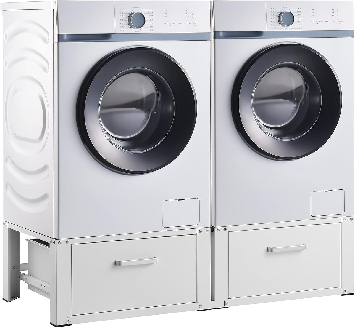 en.casa Support pour lave-linge, 127 × 54 × 31 cm, 150 kg, 48 × 42, 5 × 19, 8 cm, 50, 5 × 25, 5 cm, 38 cm, 2 tiroirs