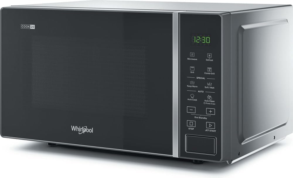 Four micro-ondes, 700 W, Whirlpool, MWP203SB, 20l, 700w, 30 °C, Micro-ondes Grill 20l 700w Argenté, fonction gril