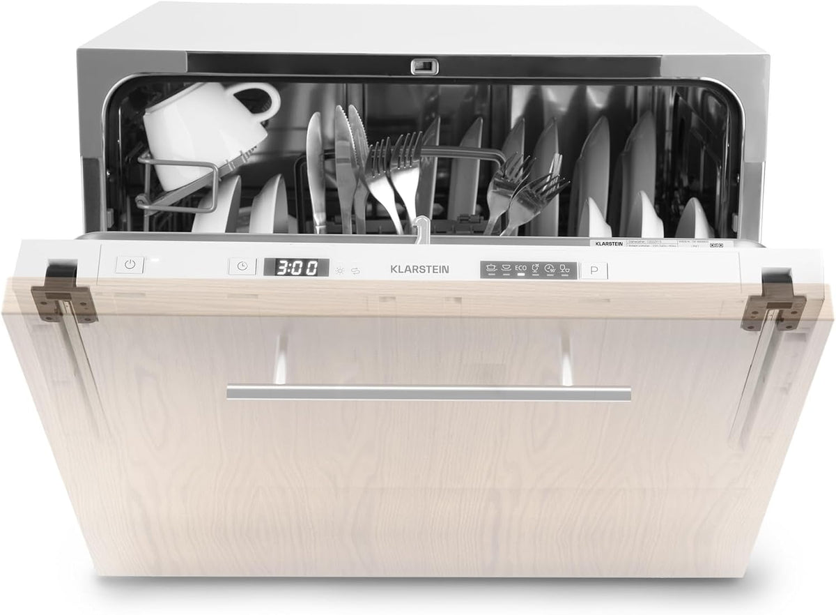 Lave-vaisselle compact, 27 cm, verre, KLARSTEIN, 6 MODES, Amazonia 8 Mini Lave-vaisselle A + Blanc Secret, 6 couverts, 6 programmes