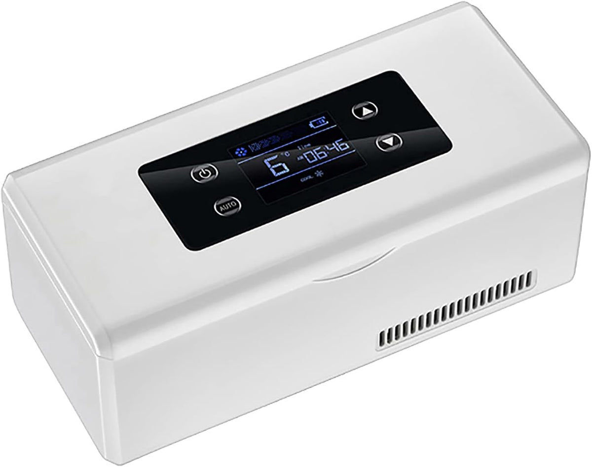Samnuerly Mini réfrigérateur, 4, 2 V, pour Voiture, Batterie au Lithium x2, 350 ml, 8 °C, 192 × 61 × 30mm, 220 × 100 × 90mm, 30°C, 22°C, 10200mAh