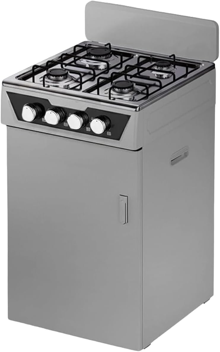 Wintem Cuisinière, Cuisine à gaz 4 feux avec compartiment porte-bouteille intégré, 0, 45 mm, cuisine à installation libre pour intérieur et extérieur