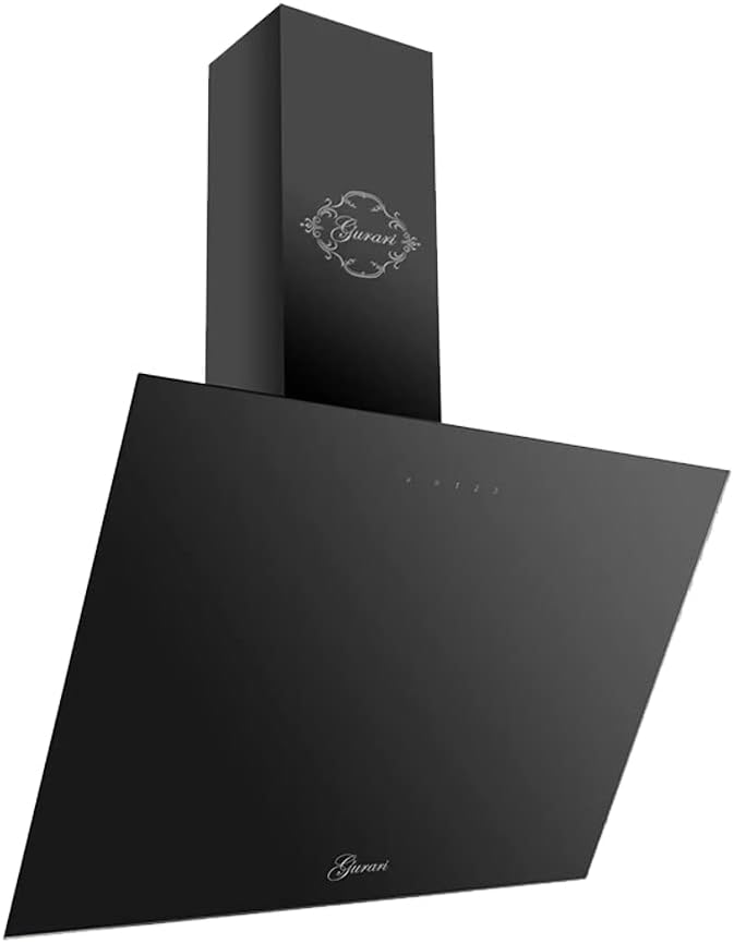 Gurari Hotte aspirante, 80 cm, télécommande, verre, Avec télécommande, 1000 m3/h, 286, 8 BL Prime, Noir, commande tactile, minuterie
