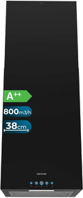 Cecotec 800M3 Hotte aspirante, 38 cm, éclairage LED, 3 niveaux, 38cm, 210W, 220W, Aspiration 800M3/H, Moteur 210W, filtre à charbon