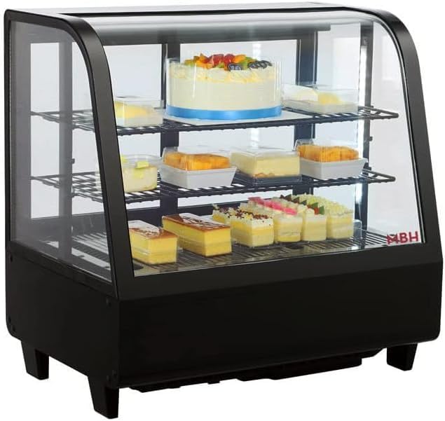 MBH - MAQUINARIA BAR HOSTELERÍA Réfrigérateur, 682 × 450 × 675 mm, éclairage LED, verre, 200 W, 240V, 2 étagères, réglable