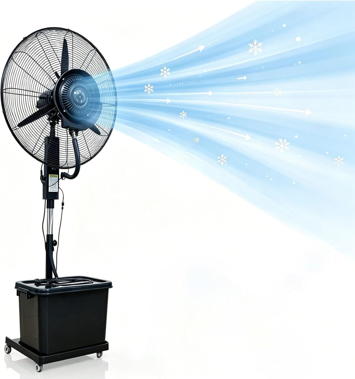 Climatiseur Lsoiup, Hauteur 160-200 cm Réglable, 3 Vitesses, 8000 ml, Ventilateur Brumisateur 42L sur Pied avec Roues, 12 °C, Ø71cm