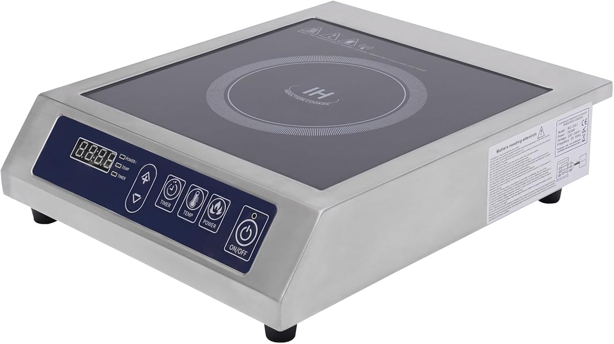 Ecoggeder Plaque de cuisson, 10 niveaux, éclairage LED, acier inoxydable, 11 vitesses, 25, 4 cm, 10 niveaux de puissance, minuterie