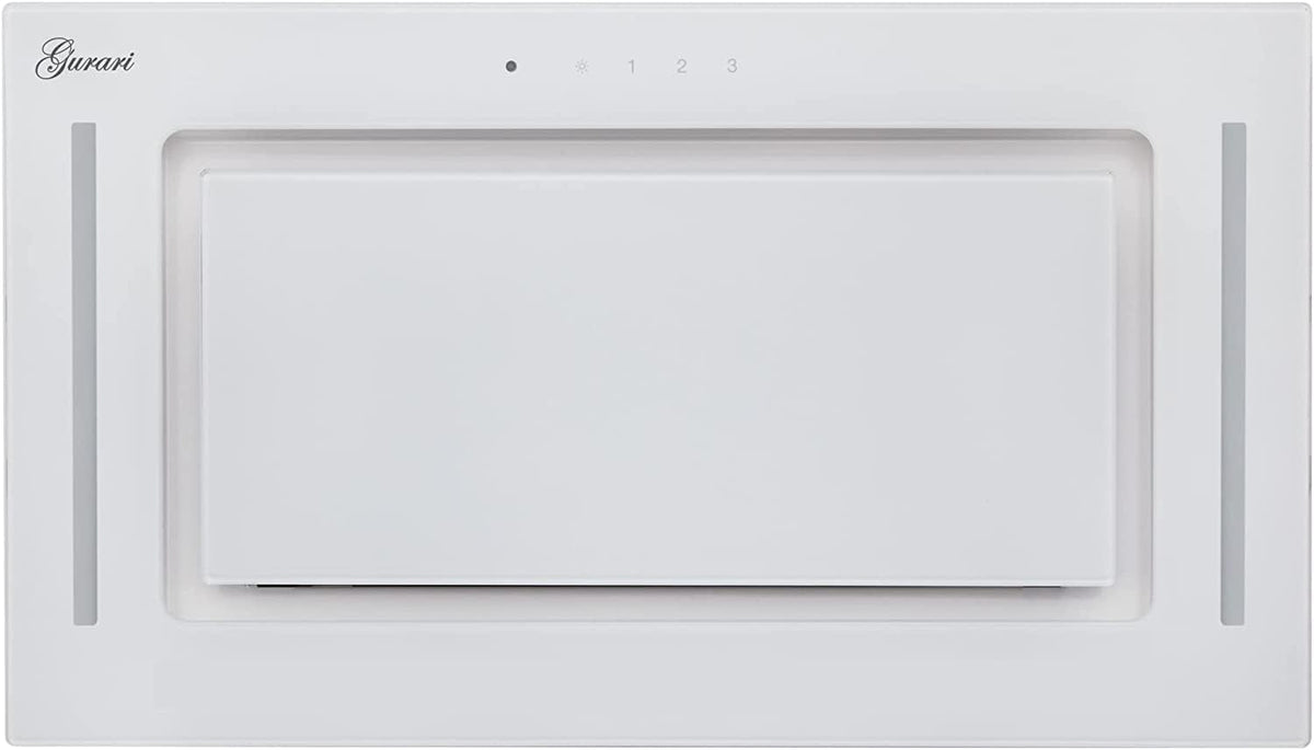 Hotte aspirante Gurari, verre, hotte de plafond 52 cm blanche encastrée avec bloc de ventilation, 217 WH, 3 niveaux, 3 W, 6 W, 150 mm, 47 dB, 68 dB