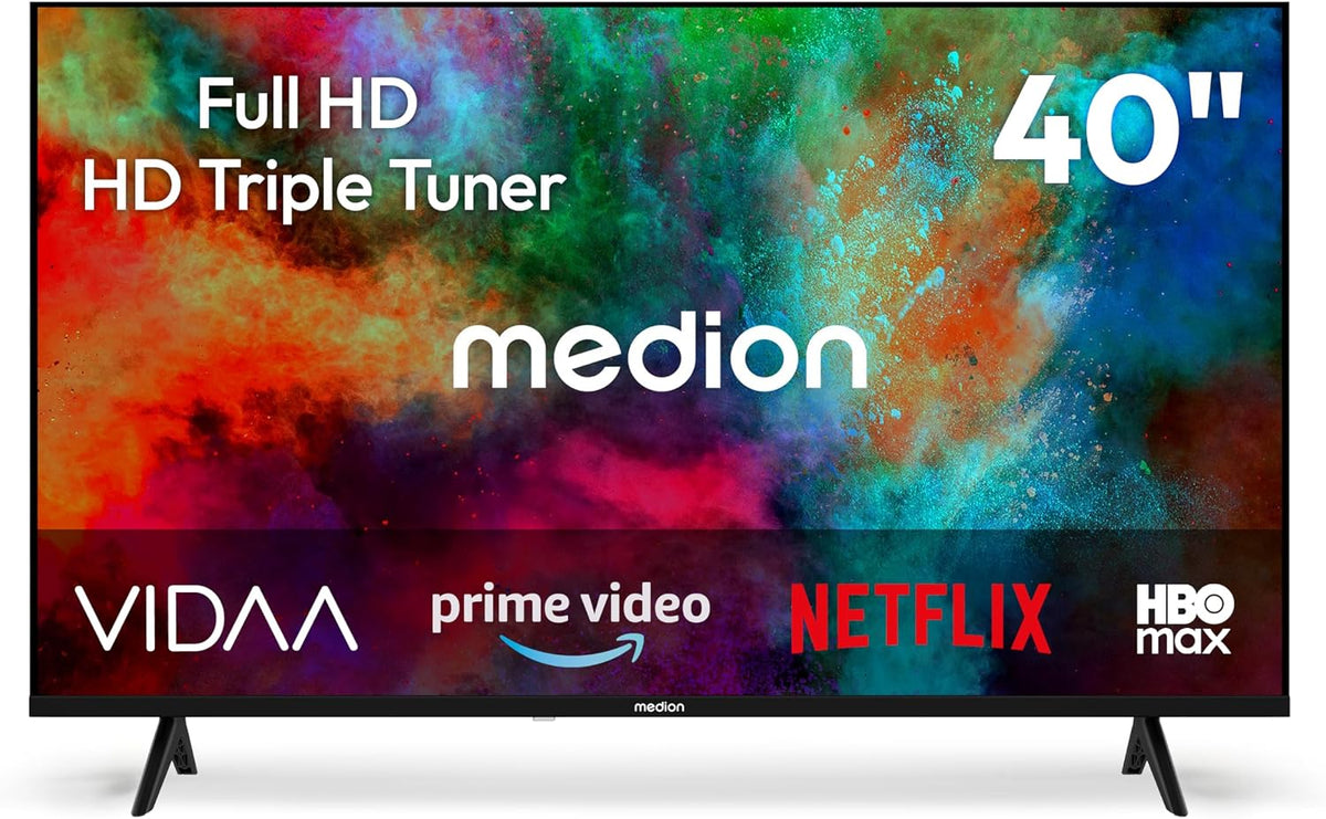 Téléviseur MEDION, télécommande, 100, 3 cm, 40 Pouces, Wi-Fi, Full HD, HDR, VIDAA Store, Prime Video, Disney+, DAZN, Paramount+, HbbTV, PVR