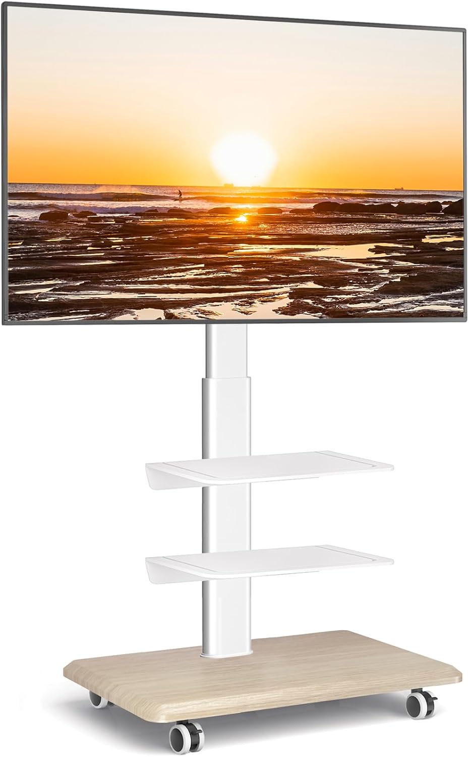 RFIVER Support TV sur pied, Réglable en Hauteur Pied TV avec 3 Étagères Jusqu 'à 35 kg, verre, 65 Pouces, 100 × 100 mm, 400 × 400 mm, 6 niveaux
