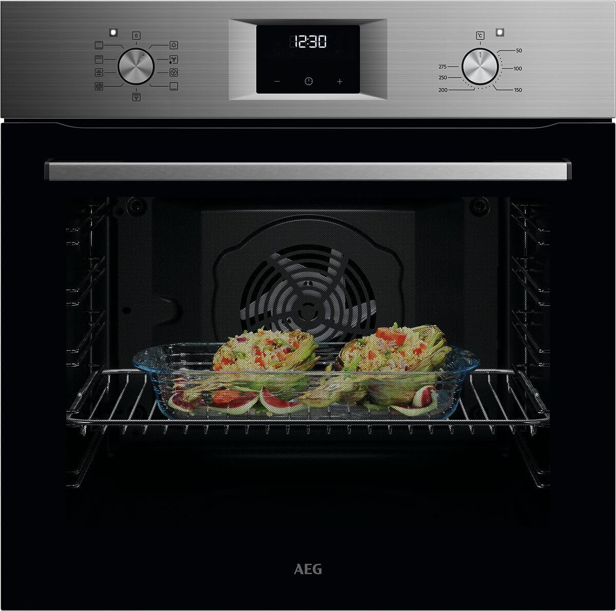 Four encastrable, Série 5 avec air chaud annulaire: résultats de cuisson homogènes sur 3 niveaux, AEG, minuterie, fonction gril