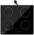 GIONIEN 16Amp Plaque de cuisson, Table de cuisson électrique intégrée avec zone de pont, 60cm, 2800W, 4 Foyers, encastrable