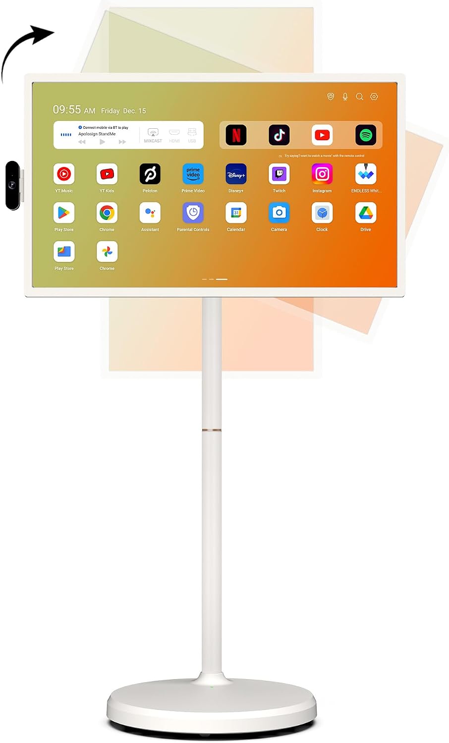 ApoloSign Gen2 Téléviseur tactile portable 32 pouces Full HD Android 16, 128 Go, batterie 15 000 mAh, support à roulettes