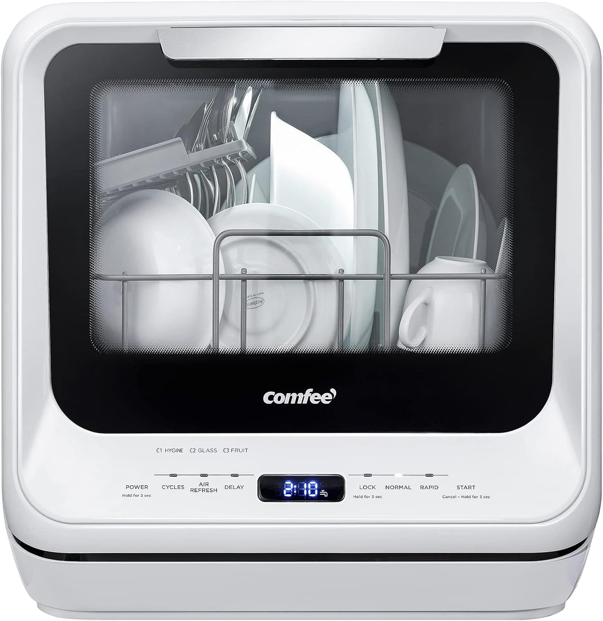 COMFEE' Lave-vaisselle compact, Mini Lave-vaisselle pour RVs, 9.5 pouces, portable Lave-vaisselle de comptoir avec 5L intégré réservoir d'eau