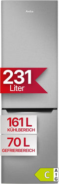 Réfrigérateur, acier inoxydable, No Frost, 170 cm, Amica, 1710 × 540 × 591 mm, 1745 × 580 × 630 mm, 231 l, 161 l, 70 l, 37 dB, 240 V, 3°C, 50 Hz