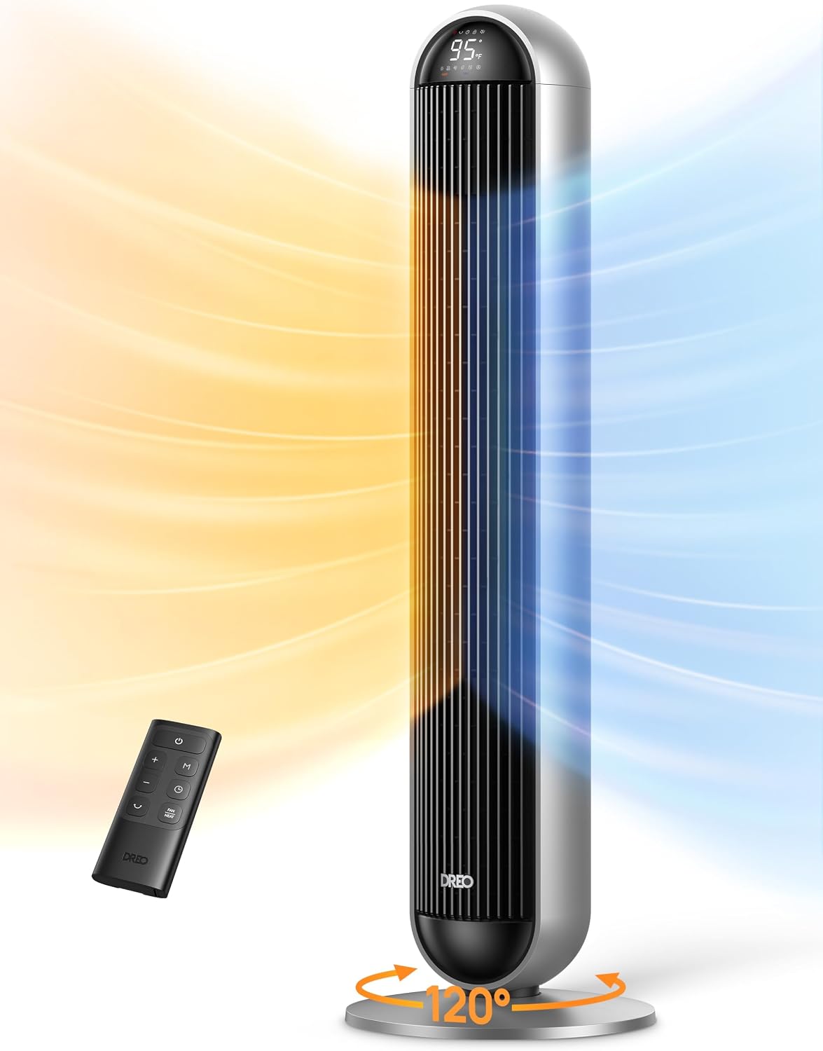Ventilateur colonne, 25dB chauffage et ventilateur combinés avec télécommande, 42' radiateur pour grande pièce, DREO, 42 pouces, 1500W