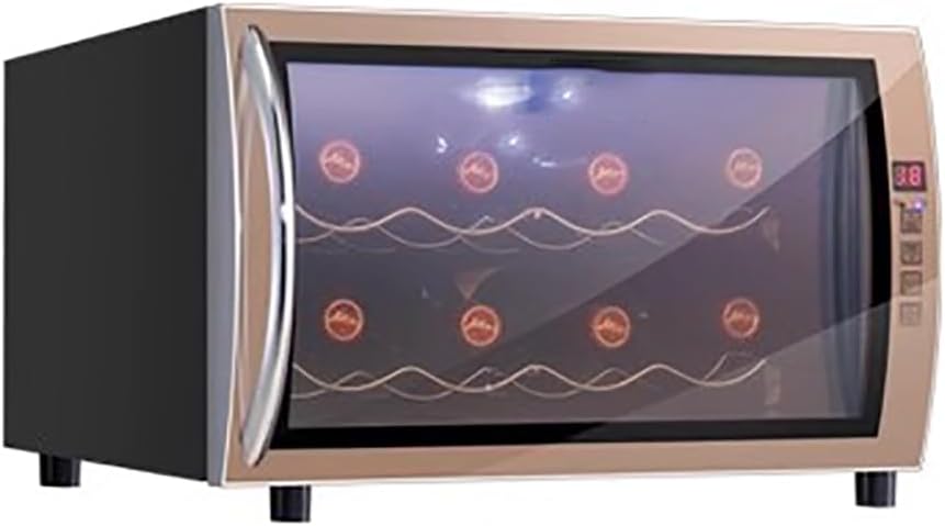 Cave à vin, 12 Bouteilles, éclairage LED, Armoire De Rangement pour Le Vin, verre, TT-YEC, 8 À 12 Bouteilles, Porte en Verre Trempé, Noire