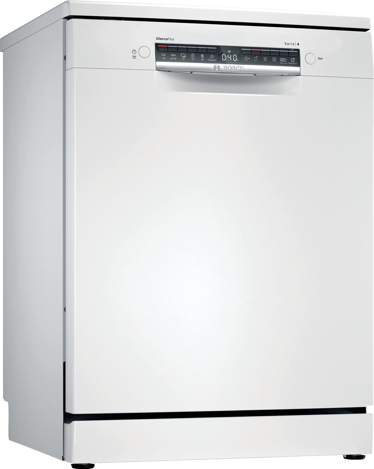 Bosch SMS4HTW47E Lave-vaisselle, 60cm, 12 couverts, Série 4, Blanc, pose libre, Moteur EcoSilence