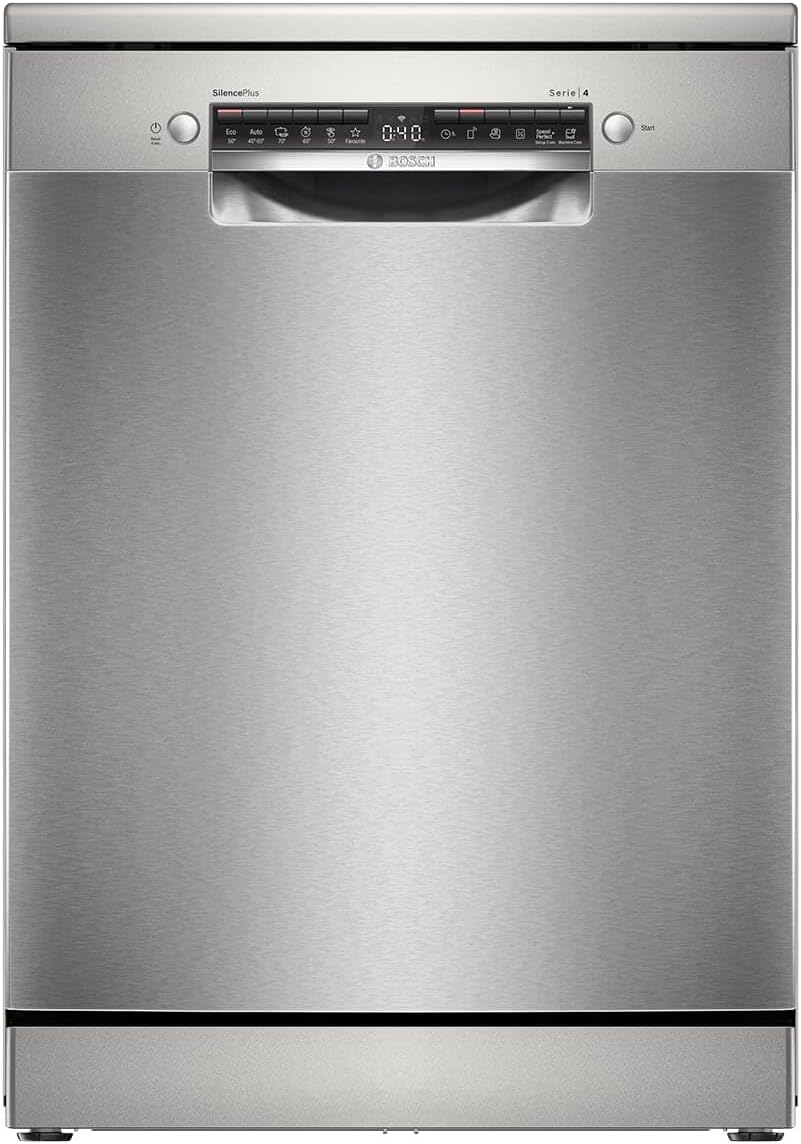 Bosch SMS4EMI06E Lave-vaisselle, 60 cm, réglable, acier inoxydable, 5 cm, 9 l, 42 dB, 41 dB, 3 niveaux, 50°C, 65°C, 70°C, pose libre