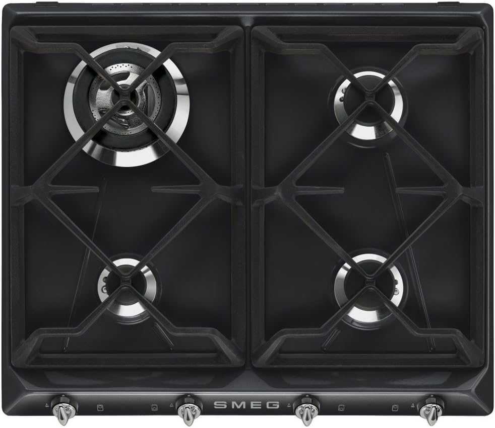 Smeg Plaque de cuisson, 1 W, 240 V, SR964NGH, 3, 30 kW, 1, 05 kW, 1, 65 kW, 7, 65 kW, 60 Hz, 4 brûleurs