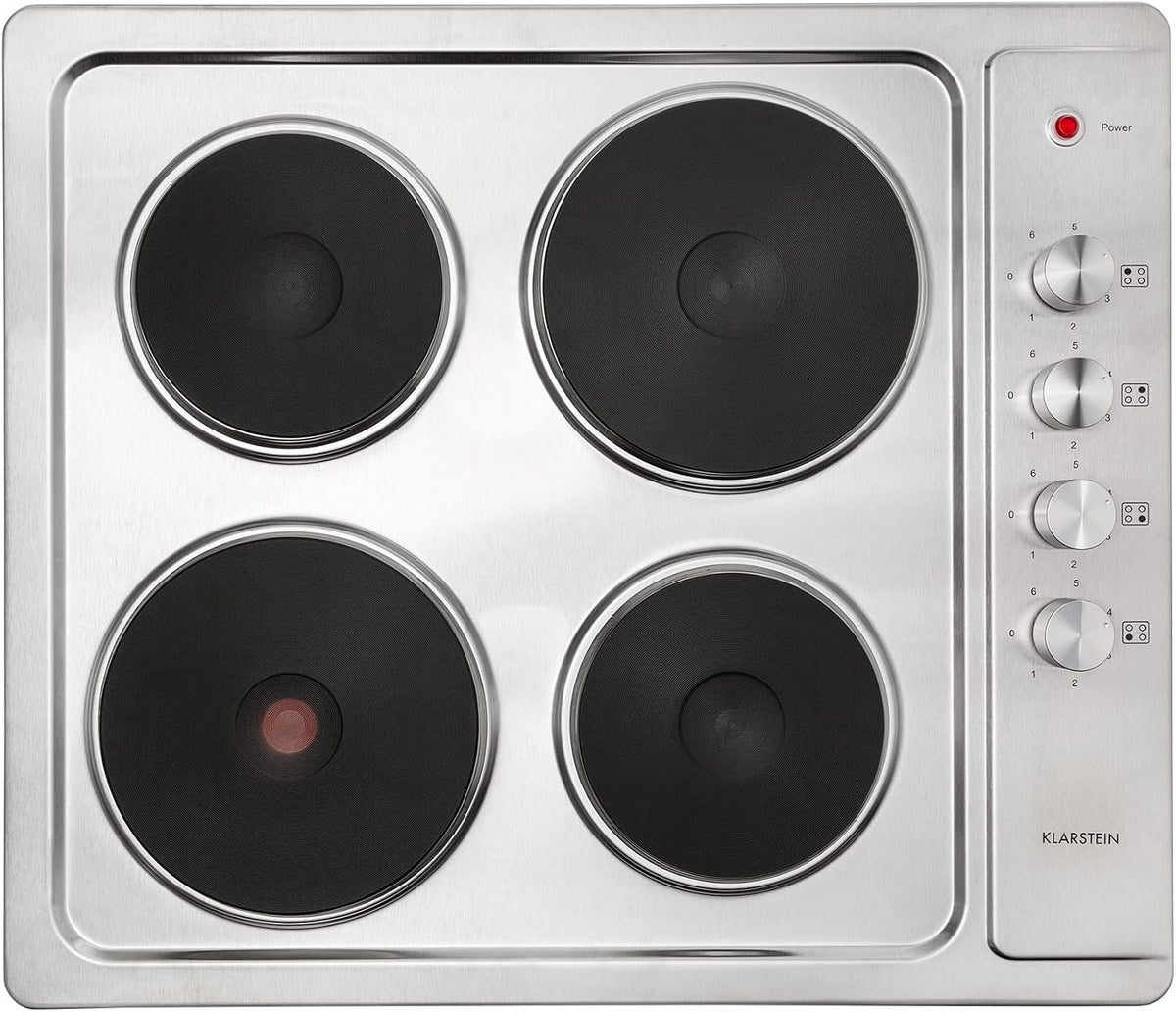 KLARSTEIN Plaque de cuisson, 6 Niveaux, éclairage LED, acier inoxydable, 4 Foyers, 4 Foyers/Zones, 5500 Watts, encastrable, Plaques
