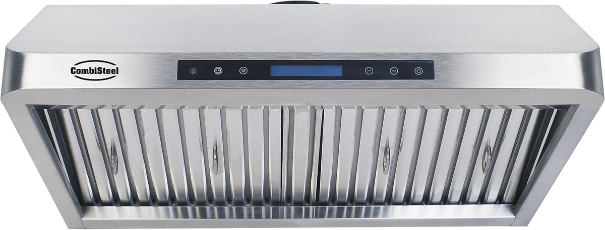 Hotte aspirante CombiSteel, acier inoxydable, éclairage LED, 1200 mm, 1200 × 560 × 250 mm, 1530 m3/h, 50 Hz, 0.249 kW