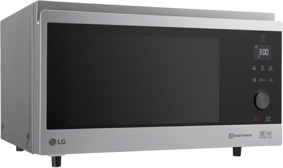 LG Four micro-ondes, moteur Inverter, acier inoxydable, 39 L, MJ3965ACS, 48 programmes, fonction gril, verre