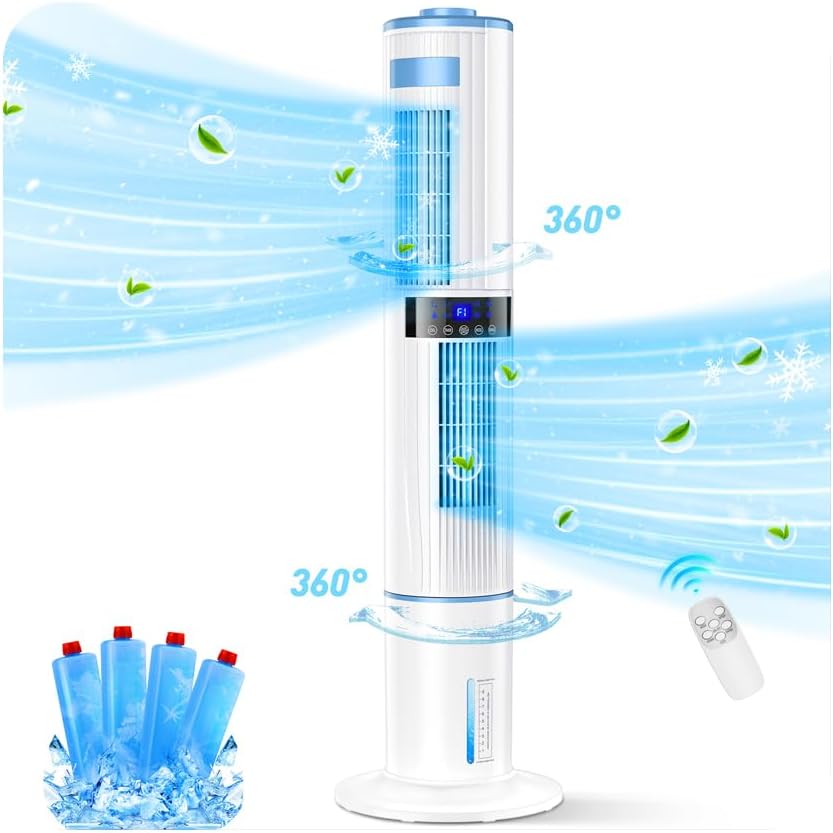 Climatiseur Ariahir, 3 Vitesses et Télécommande pour Chambre, 3 Modes, 113 cm, 2 Sorties d'Air avec Oscillation 360°, 65W, Minuterie 24H