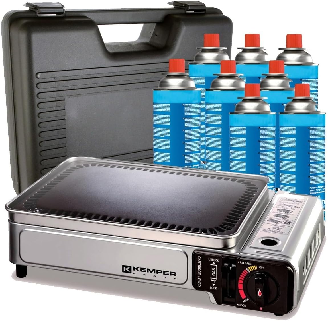 Kemper Plancha, 34 × 25 cm, acier inoxydable, 2300 W, 2300W, portable