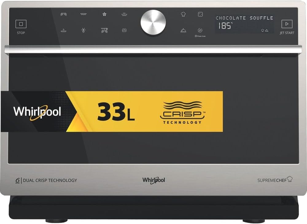 Whirlpool Four micro-ondes, 33 l, 2000 W, 230 V, 490 mm, 540 mm, 373 mm, MWSC9133SX, 50 Hz, Micro-ondes combiné MWSC9133SX