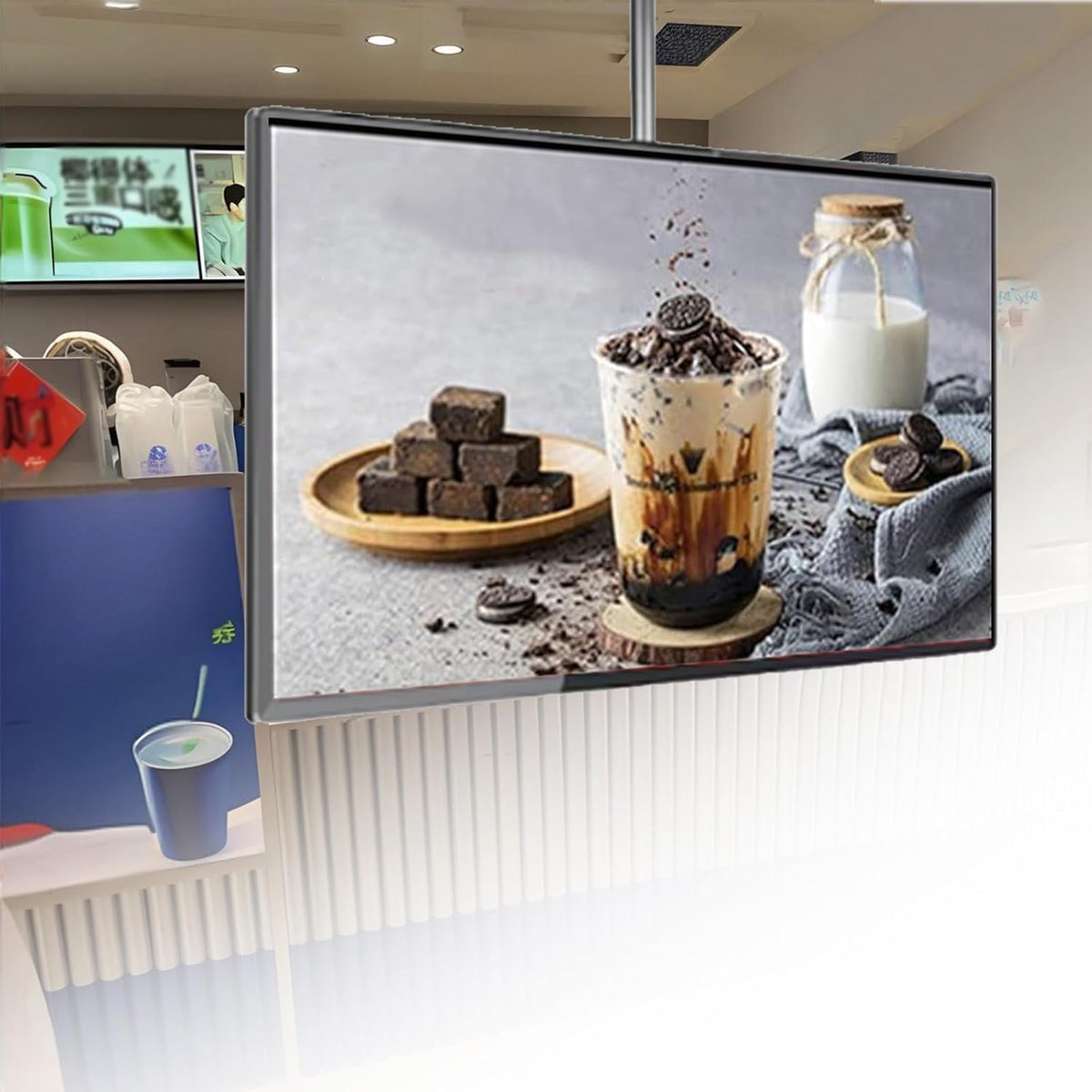 Écran graphiques LCD, télécommande, verre, 32 pouces, Écran publicitaire numérique LED extérieur, éclairage LED, Wi-Fi, portable