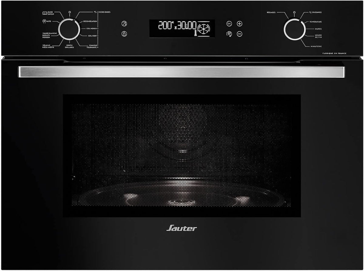 Sauter Four micro-ondes, 2 niveaux, 36cm, 3 programmes, Micro ondes Combiné Encastrable SKC 6302 LB, chaleur tournante