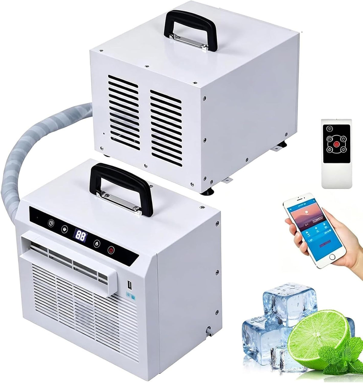 JIADUOFU Climatiseur portable, 360 W, télécommande, 3000 BTU, Mini-climatiseur Split 360 W, 3000BTU, 130 m3/h, Wi-Fi, commande tactile