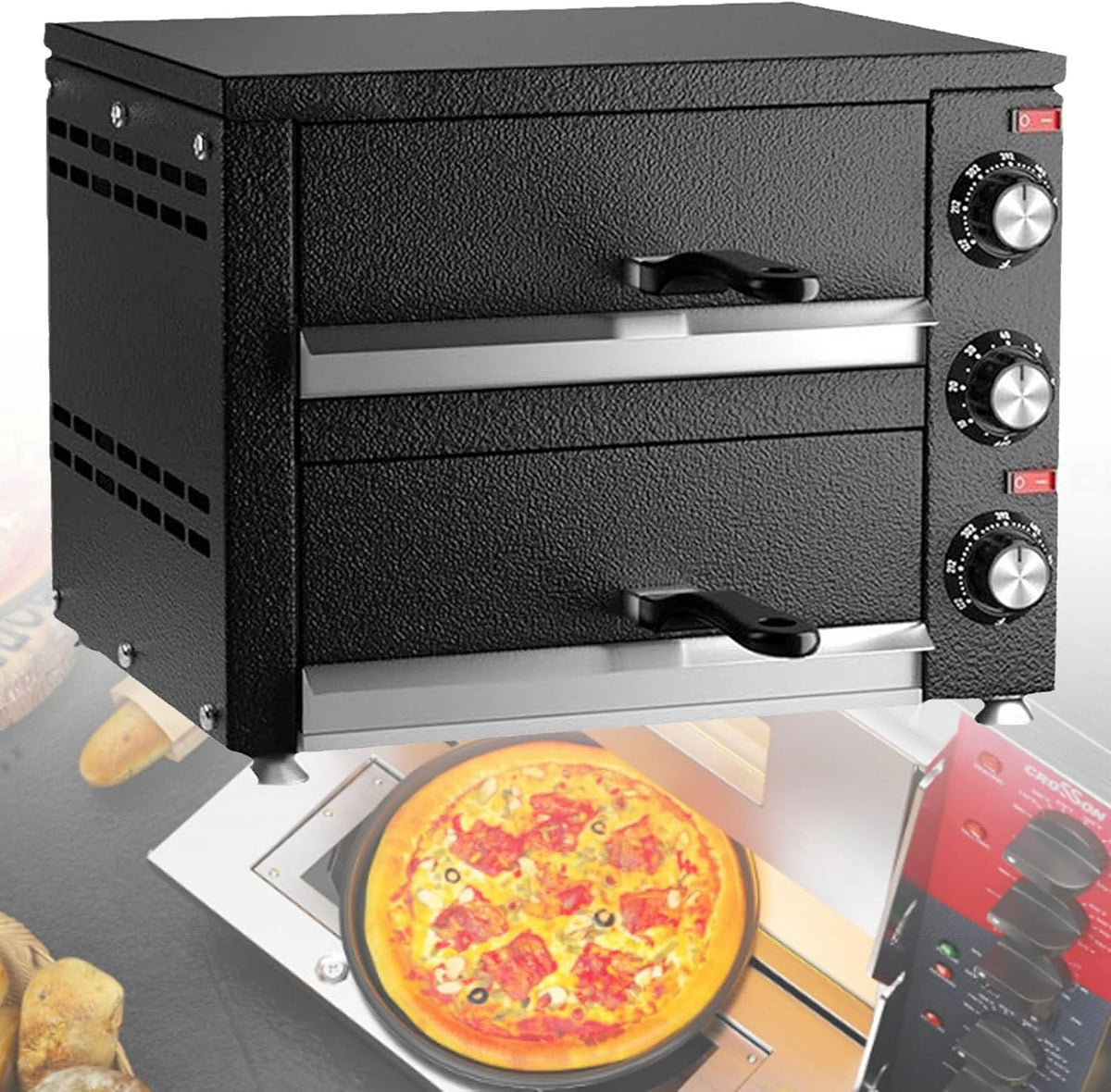 Four à pizza, 30, 5 cm, réglable, pour hôtel, acier inoxydable, XSDAJSD, 1100 W, 30 cm, 300 °C, en Acier Inoxydable avec minuterie