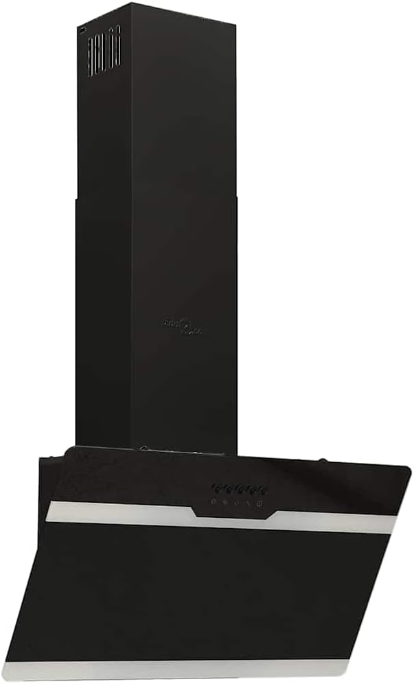 Hotte aspirante vidaXL, Hotte murale 60 cm Acier et verre trempé Noir, éclairage LED, 1, 5 W, 240 V, 180 W, 3 vitesses, 297 m3/h, 60 Hz