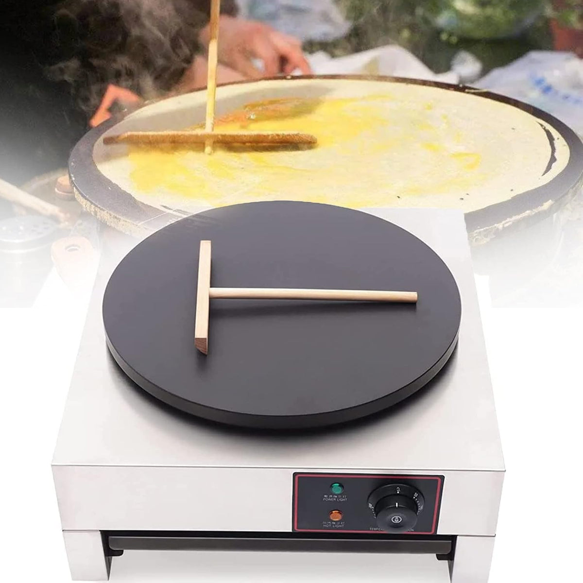Plaque de cuisson, acier inoxydable, pour Cuisine Familiale, réglable, 16 pouces, HUMNZR, 3KW, 300°C, avec Un Type De Tiroir Chauffant, Commerciale