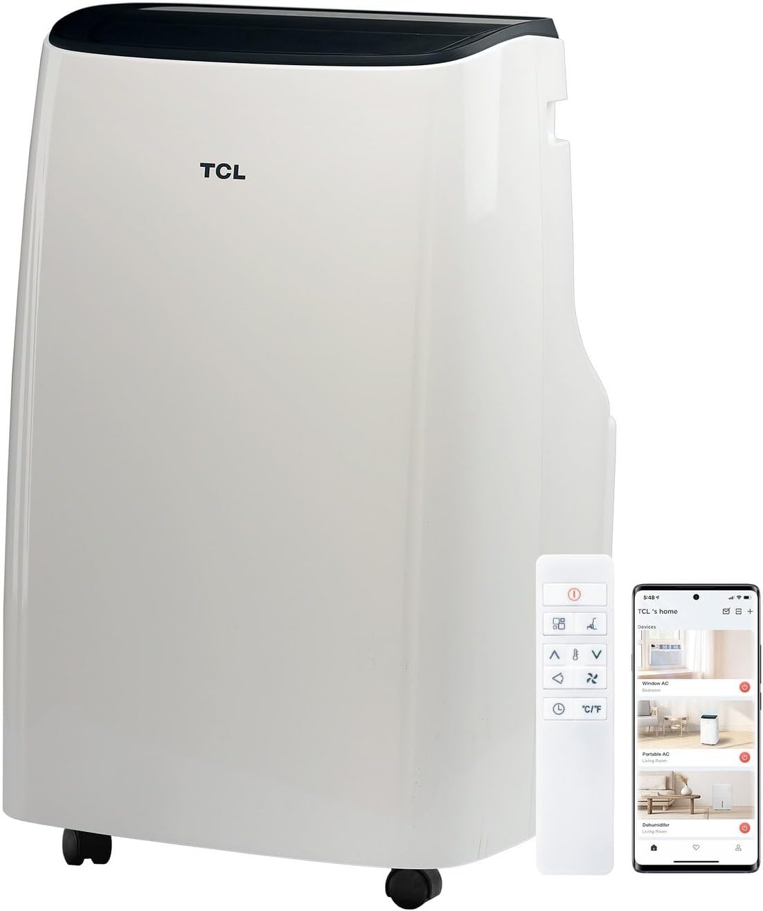TCL Climatiseur portable, télécommande, 7, 000 BTU, 11, 000 BTU, télécommande commande, éclairage LED, Déshumidificateur