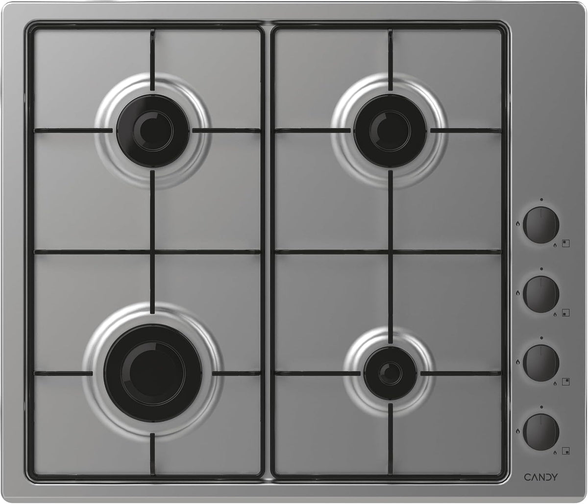Plaque de cuisson CANDY CHW6LBX, 60 cm, Table De Cuisson À Gaz 59.5cm 4 Feux Noir, 7 kW, 4 brûleurs