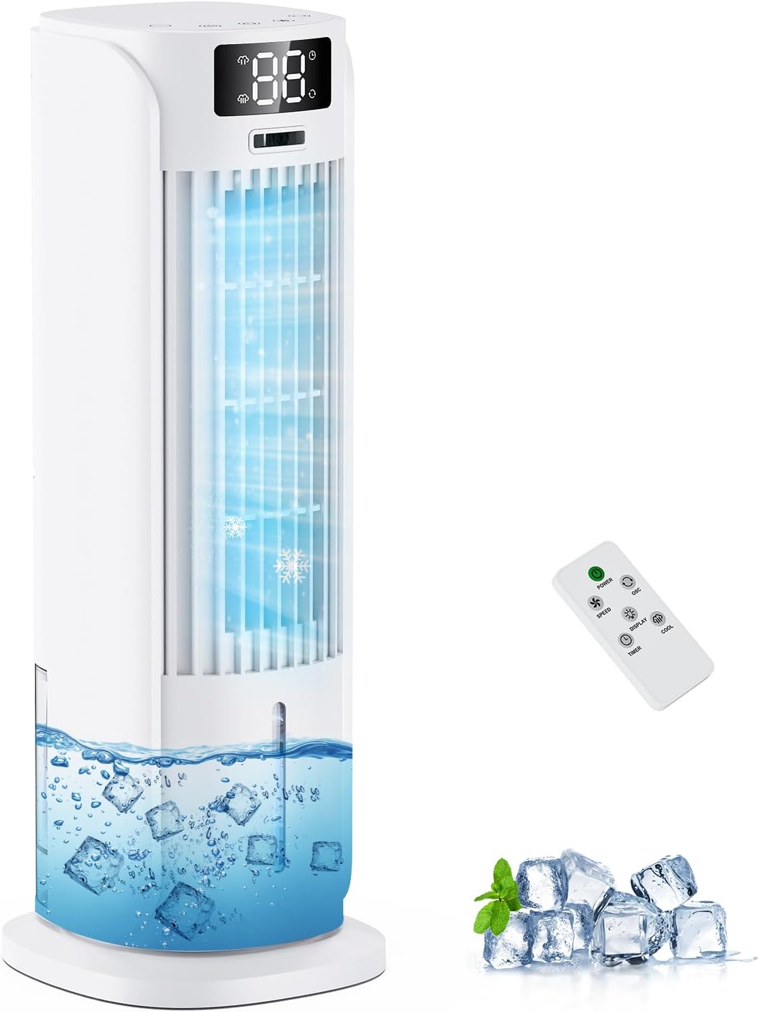PIAZCEW Climatiseur, 6 Vitesses, pour la Maison et le Bureau, télécommande, 2 Modes, Rafraîchisseur d'Air 4 en 1, Oscillation 90°, Minuterie 12H