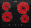 Plaque de cuisson KLARSTEIN, acier inoxydable, réglable, 9 niveaux, 6500W, 4 brûleurs, Plaque Vitrocéramique 4 Feux Encastrable de 6500W, verre