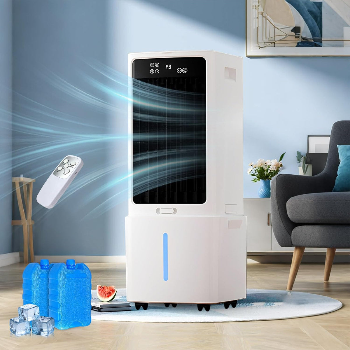 Climatiseur portable Romyqpipy 1-12h, télécommande, 3 Vitesses, Climatiseur Mobile avec Télécommande, 12L, 12L Rafraîchisseur d'Air