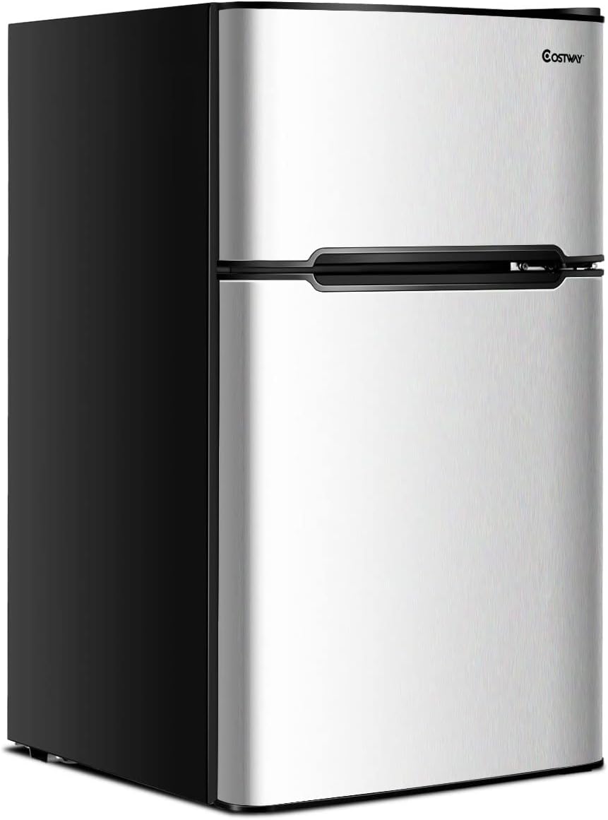 GOPLUS Réfrigérateur, 90 L, réglable, verre, 27 L, 63 L, 50 dB, 65 W, 48, 5 cm, 49, 5 cm, 86 cm, 7 niveaux, 63L, 10 °C, 27L, 15 °C