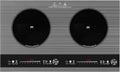 Wesonorous Plaque à induction, éclairage LED, acier inoxydable, 24 pouces, 9 niveaux, 110V, 3000W, 2 brûleurs, 1500W, minuterie, fonction vapeur