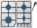 Plaque de cuisson IsEasy, 58.5 × 50.5 × 5, 5 cm, Plaque Gaz 4 Feux Inox, 56 × 48 cm, 7200W, 7, 2 kW, 2, 7 kW, 1, 75 kW, 1, 0 kW, 4 Brûleurs