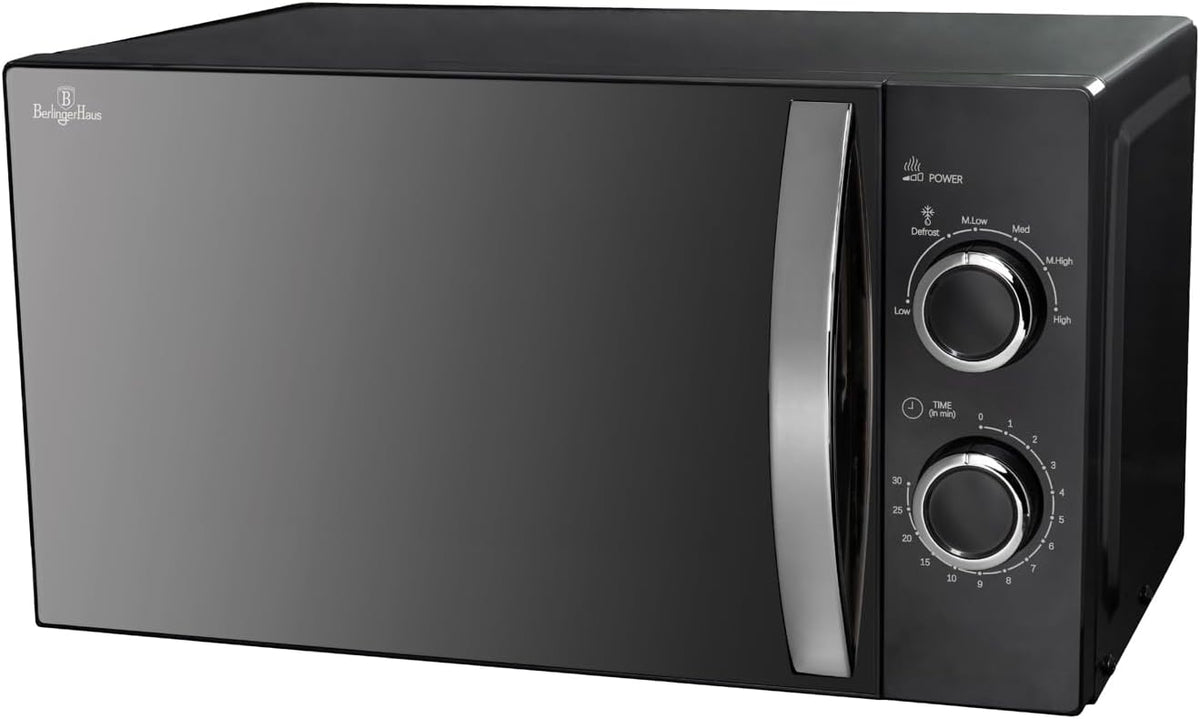Berlinger Haus Four micro-ondes, Élégance et Puissance en Cuisine, 20 L, réglable, 6 niveaux, 700W, Noir et argent