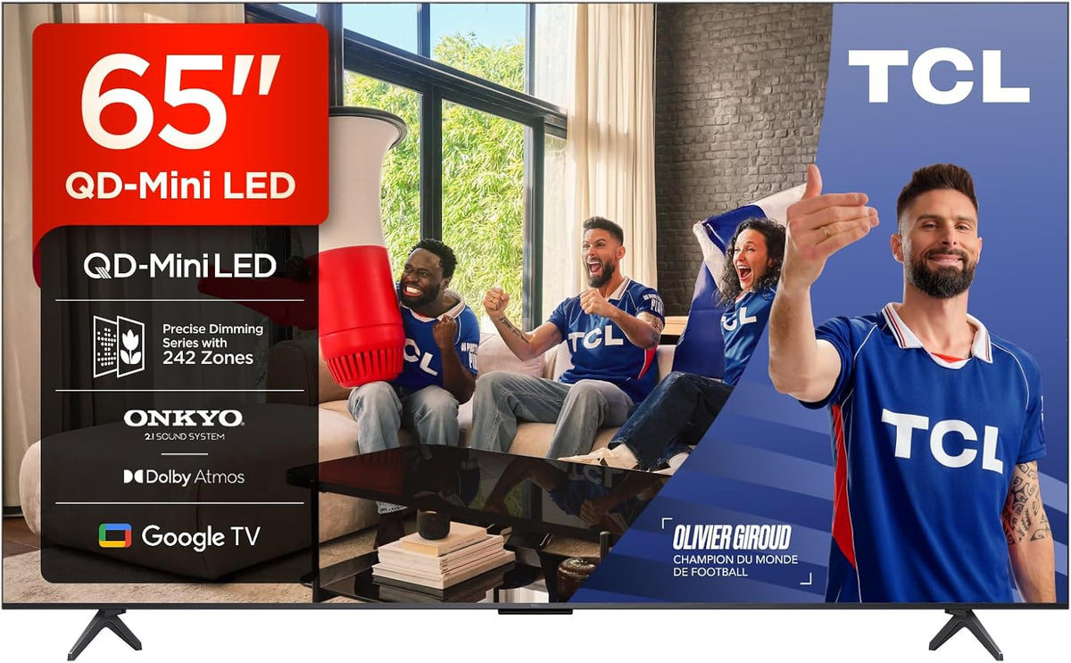 TCL 65Q6C 1000nits Téléviseur, 65Q6C QD-Mini LED TV, 144Hz, 4K UHD, 4K HDR 1000nits, système Audio Onkyo 2.1, éclairage LED