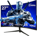CRUA Moniteur PC, 1 ms GTG avec FreeSync, 27 Pouces, 100 mm, Gaming incurvé Écran 27 Pouces 200 Hz, 1080P 1800R, 180 Hz, réglable, portable