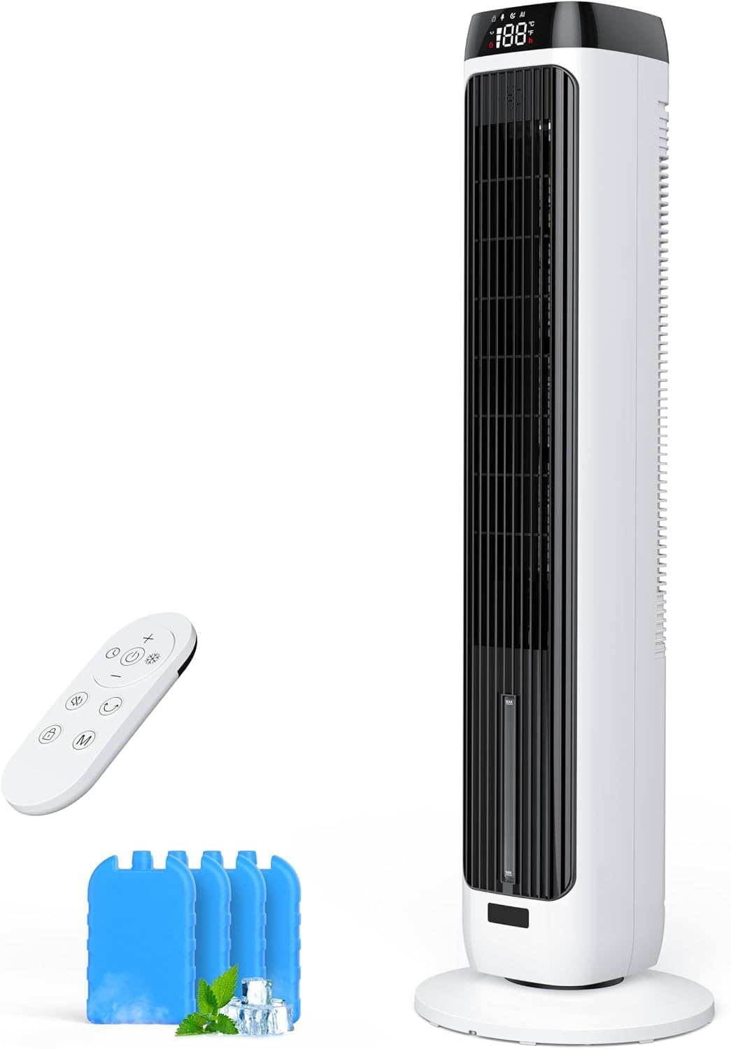 PNTCK Rafraîchisseur d'air évaporatif sans pales 41 pouces, 3 vitesses, 5 modes, oscillation 80°, minuterie 12 h